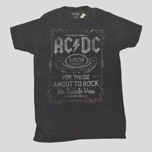 AC/DC Mens AC DC For Those About To Rock We Salute You Soft Black Shirt New S
